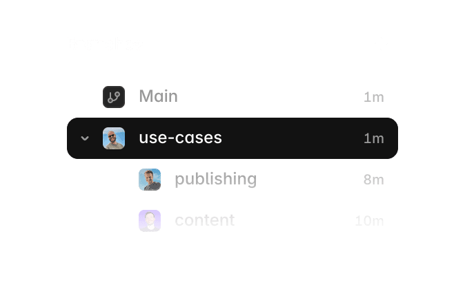 Framer branches interface